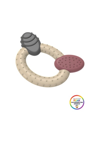 Bebek Diş Kaşıyıcı Dişeti Masajı Yapan Farklı Dokulu Silikon Kaşıma Halkası 8x6 Cm Çok Renkli