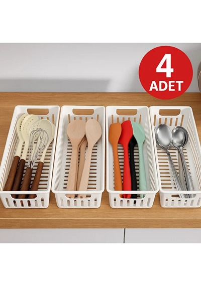 4'lü Modüler Kaşıklık Seti - Mutfak Düzenleyici Çekmece İçi Organizer Bıçaklık Kepçelik Plastik Beya Diğer