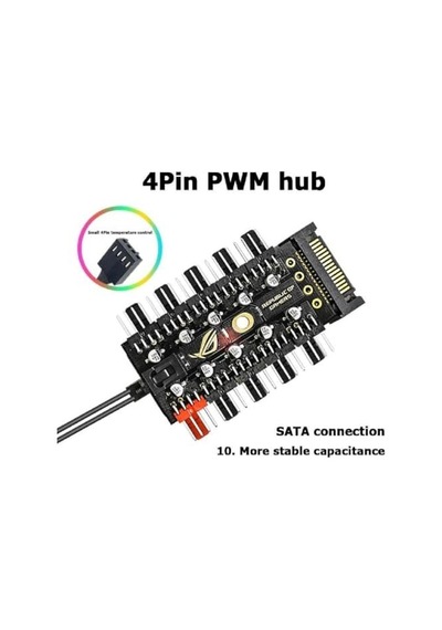 8849 10 Port Fan Power Sata Güç Switch Pwm Çoklayıcı, Sata Power 10 Port Soğutma Fan Splitter Hub, Pc Bilgisayar Soğutma Sistemi İçin Kullanılır.