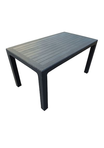 Evko Mobilya Rattan 80x140 Masa, Plastik Masa, Bahçe Balkon Teras Masası, Kare Masa, Dış Mekan Masası Acı Kahverengi