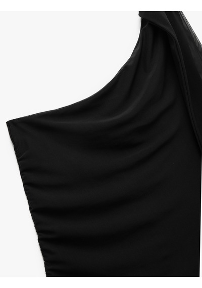 Koton Slim Fit Bağlama Detaylı Tül Detaylı Tek Omuz Bluz Siyah 5sak10497ek Siyah Koton Slim Fit Bağlama Detaylı Tül Detaylı Tek Omuz Bluz Siyah 5sak10497ek Siyah