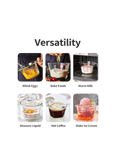 Kulplu Cam Beher 500 ML - Cam Ölçü Kabı - Multi Ölçekli - 2 Cup