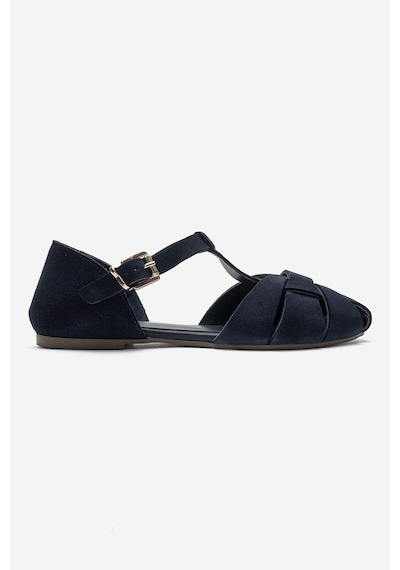 Luvi Shoes Alına Lacivert Süet Hakiki Deri Kadın Sandalet