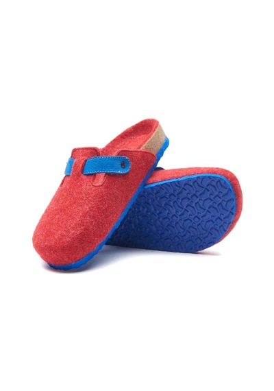 Comfortfusse Capri-w - Erkek Ortopedik Yün Keçe Sabo Ev Terliği Kırmızı Yün