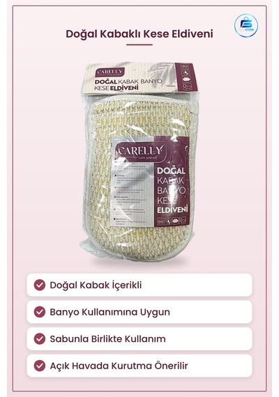 Doğal Kabak Lifli Kese Eldiveni Banyo Lifi Süngeri Vücut Temizlem