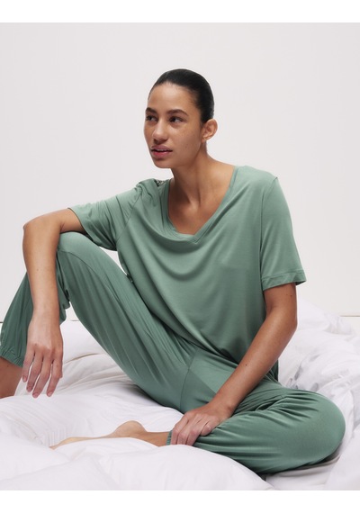 Marks & Spencer Dantel Detaylı Pijama Üstü T37003638T Yeşil