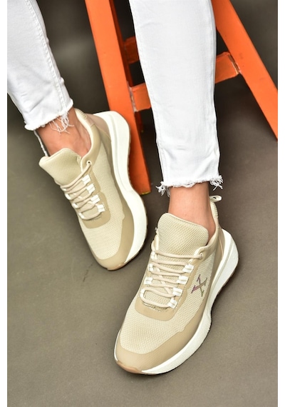 Fox Shoes P848531504 Bej Kumaş Kadın Spor Ayakkabı Bej
