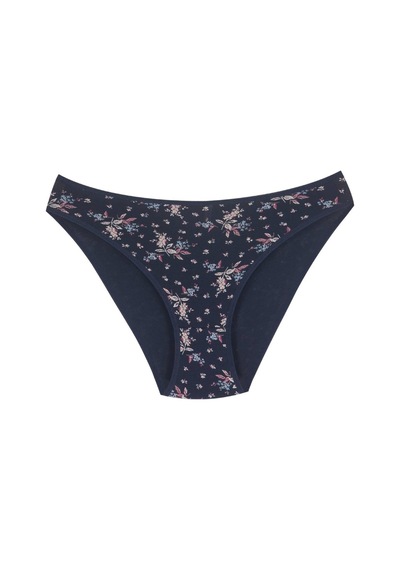 18001-1 Kadın 7'li Flowers Bikini Külot Paketi V6-lacivert Mix Çok Renkli