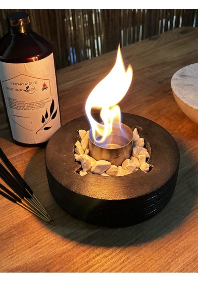 Dekoratif Bio-fire V2 Siyah Masaüstü Şömine + 1 Lt Bio-ethanol Yakıt