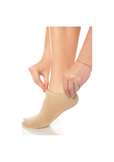 Saysez Bambu Kadın Sneaker Beyaz-kahve-bej Çorap Dikişsiz Görünmez Bilekte Spor Çorap Premium 6'lı Paket Renkli