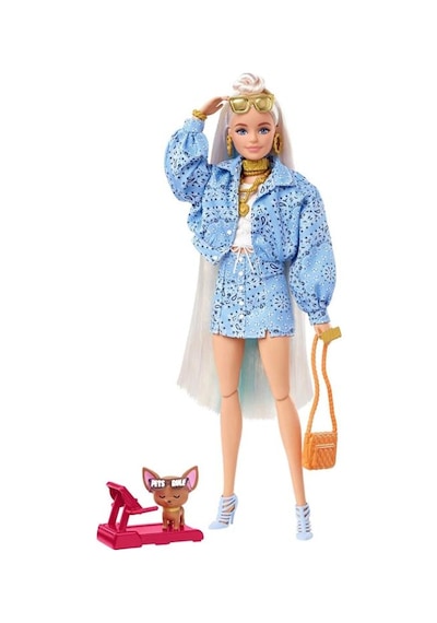 Barbie Extra Mavi Takımlı Uzun Saçlı Bükülebilen Eklemli Bebek HHN08