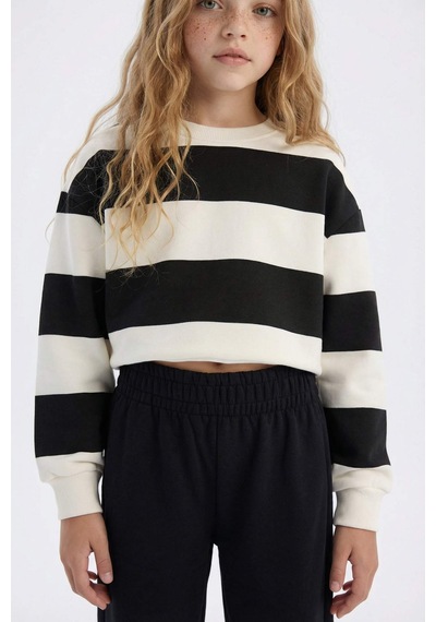 DeFacto Kız Çocuk 2'li Takım Çizgili Bisiklet Yaka Sweatshirt Beli Lastikli Jogger Eşofman Altı D4091A824WNBK26 Siyah DeFacto Kız Çocuk 2'li Takım Çizgili Bisiklet Yaka Sweatshirt Beli Lastikli Jogger Eşofman Altı D4091A824WNBK26 Siyah