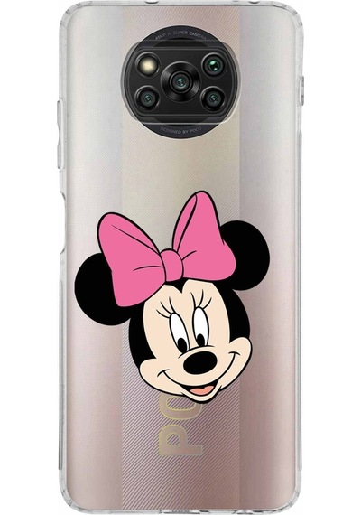Xiaomi Poco X3 Pro Kamera Korumalı Kapak Minnie Mouse Tasarımlı Şeffaf Kılıf Şeffaf
