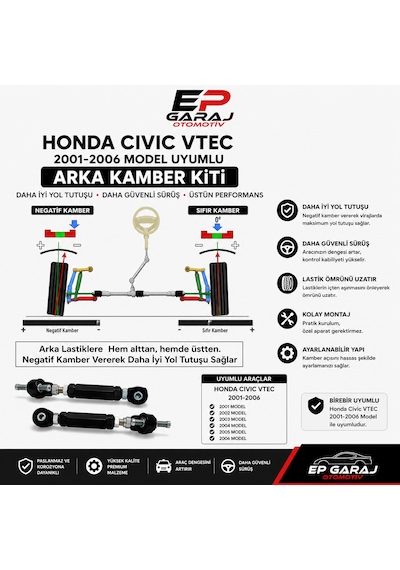 Honda Civic Vtec 2001-2006 Model Uyumlu Ayarlanabilir Arka Kamber Kiti Yerli Üretim 0