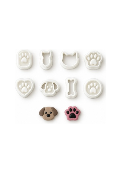 8'li Kedi Köpek Ve Pati Polimer Kil Kalıp Seti Dog & Cat Clay Cutters