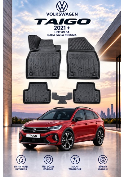 Volkswagen Taigo 2021+ Aracınıza Özel Üretim Havuzlu Paspas Takımı A+ -mod-
