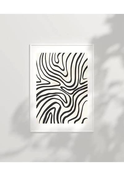 Çerçevesiz Poster Organik Hatlı Soyut