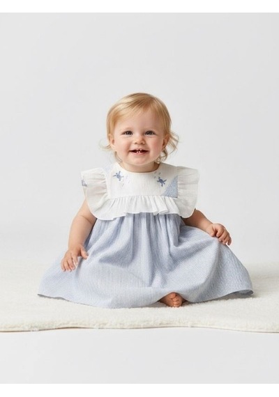 Zekids Kız Bebek Kaplumbağa İşlemeli Elbise-17282 Çok Renkli