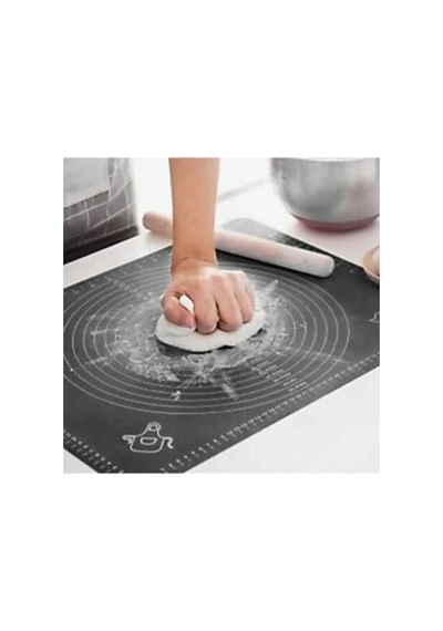 2 Li Gri Silikon Hamur Açma Matı 45x65 Cm Ve Ahşap Saplı Silindir Hamur Açıcı 19 Cm Diğer