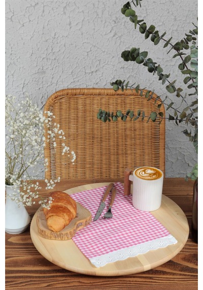Peçete Kareli Fistolu 6 Lı Retro 20x30 Cm Pembe