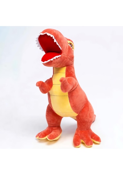 İthal Soft Kumaş Xl Boy Dinozor Tyrannosaurus T-rex Figür Peluş Oyuncak Uyku & Oyun Arkadaşı 55 Cm. Turuncu