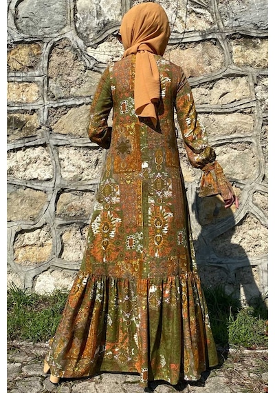 Rabia Şamlı Nehir Elbise Yeşil Normal