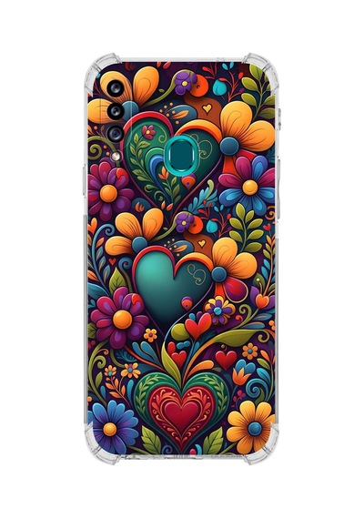 Printify Samsung Galaxy A20s İle Uyumlu Düşlerin Dansı Serisi Çiçeklerin Dansı Tasarımlı Uv Baskılı Köşe Korumalı Antişok Kılıf Şeffaf