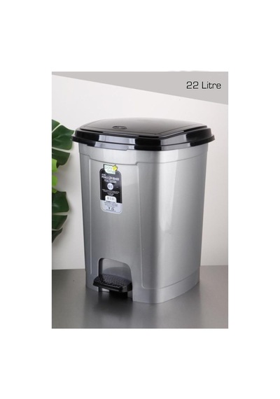 Polytime Pedallı Basmalı Çöp Kutusu Kovası/çıkarılabilir İç Kovalı/gri / 22 Litre / 42x30x30 Cm Genel