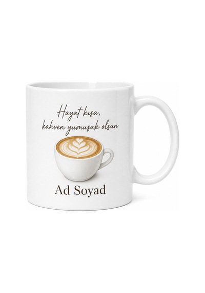Flat White Temalı Özel Tasarım Baskılı Kupa Bardak Kahve Severlere Hediye Beyaz / Çok Renkli