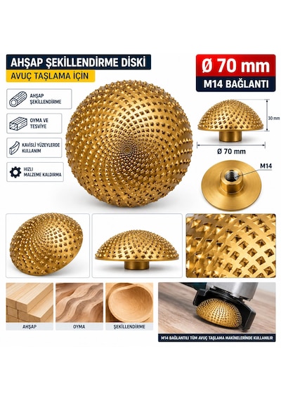 Ahşap Ve Plastik Raspalama Törpüsü M14-70mm Çap