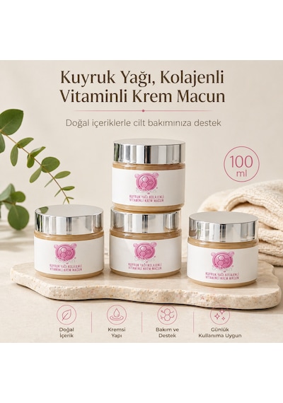 Kuyruk Yağı Ve Kolajen İçerikli Bitkisel Macun 100 Ml Vitamin Destekli Cilt Bakım