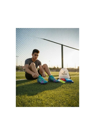 Football Laliga Pro Krampon 3'lü Set+çanta+çorap+tekmelik Mavi