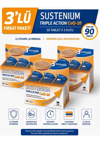 Sustenium Triple Action Coq-10 30 Tablet 3 Adet
