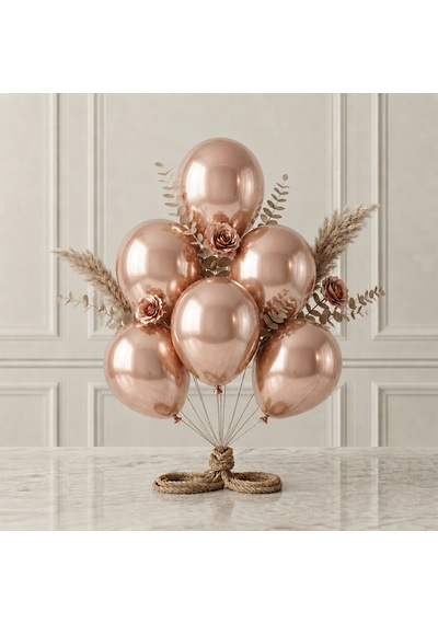 Rose Gold Renk Lateks Metalik Balon 30 Cm - 6 Adet Pembe