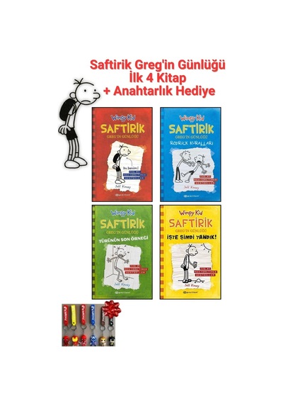 Saftirik Greg'in Günlüğü 1,2,3,4 - İlk 4 Kitap Set + Anahtarlık Hediyeli