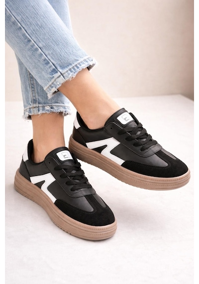 Unisex Rahat Taban Bağcıklı Sneaker Ayakkabı Siyah