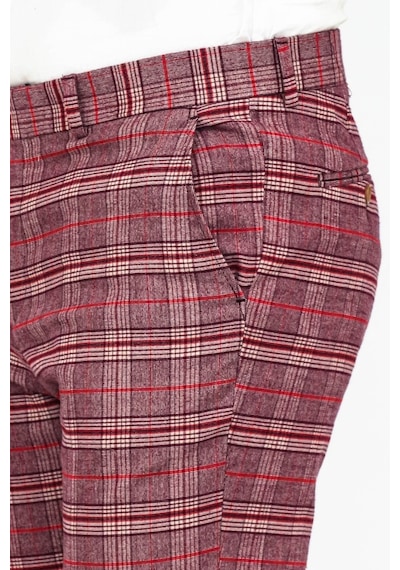 Wessi Ekose Desenli Slim Fit Bordo Erkek Pantolon Bordo