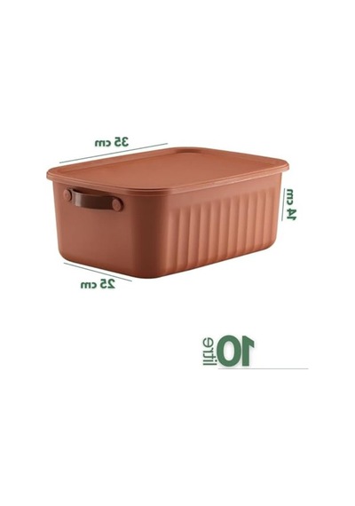35x25x14 Cm Boyutlarında Kiremit Renk Kapaklı Saklama Kutusu, Dekoratif Organizer 0