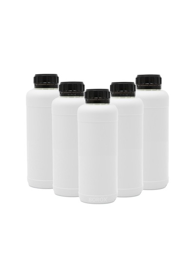 Plastik Yuvarlak Siyah Kilit Kapaklı Numune Şişe 5 x 1000 ML