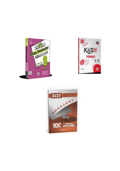 2027 Fi 8. Sınıf Deneme Fen Define Bilimleri Branş + Türkçe Kod 36 Deneme + Anla Kazan Paragraf Deneme 3'lü Set