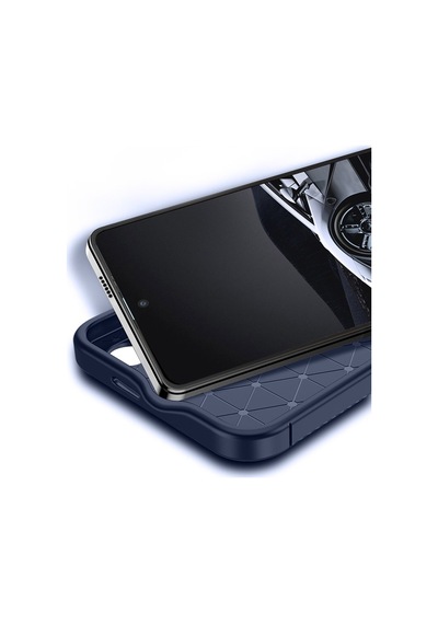 Tecno Spark 30c Kılıf Focus Carbon Silikon Kapak Lacivert