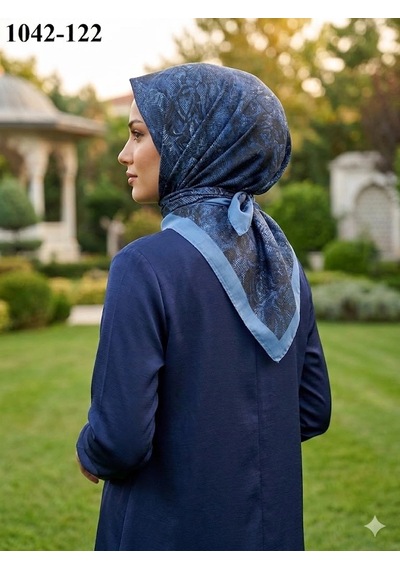 Velscarfs Soft Pamuk Parla Eşarp İndigo Mavi 1042-122 Çok Renkli