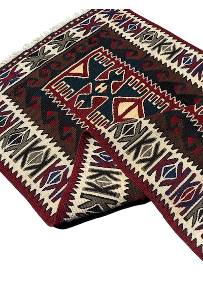 El Dokuma Sıfır Uşak Eşme Kilimi 73x120 Kök Boya %100 Yün Kilim