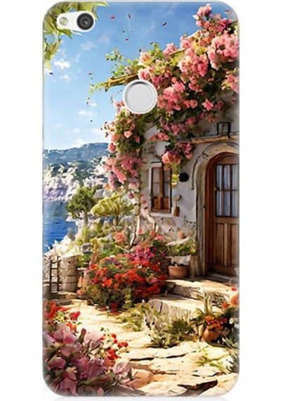 Huawei P9 Lite 2017 Uyumlu Çiçekli Ev Desenli Silikon Kılıf