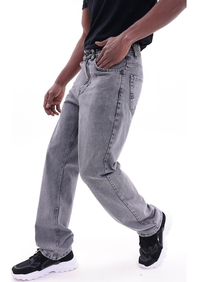 Freemen Erkek Baggy Bol Kesim Kot Pantolon Gri