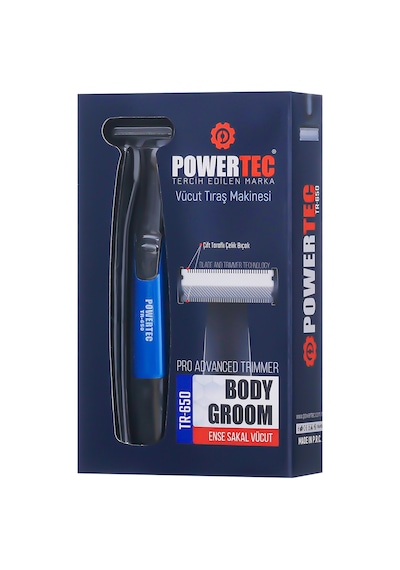 Powertec TR-650 (TAHRİŞ KARŞITI) Şarjlı Epilasyon Öncesi Hassas Vücut Tıraş Makinesi Çift Bıçak 2 Yıl Garanti