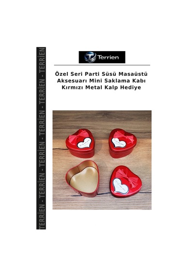 Özel Seri Parti Süsü Masaüstü Aksesuarı Mini Saklama Kabı Kırmızı Metal Kalp Hediye