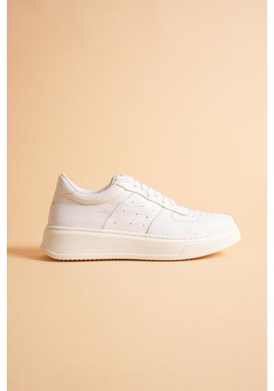 Analin Shoes Kadın Hakiki Deri Sneaker Bağcıklı Spor Ayakkabı Beyaz