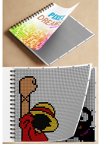 Pixel Dreams Skecth Book 20 X 20 Cm 50x50 Kareli Pixel Art, Eskiz, Çizim Ve Boyama Kitabı