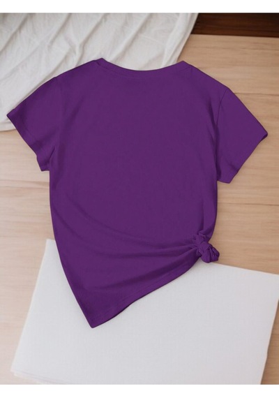 Uyguntarz Unisex Pırlantalı Kadın Portresi Tasarım Basklı Tshirt Mor